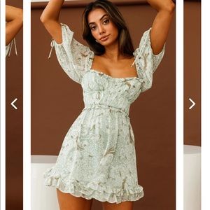 NWOT Selfie Leslie Kira Puff Sleeve Dress in Sage